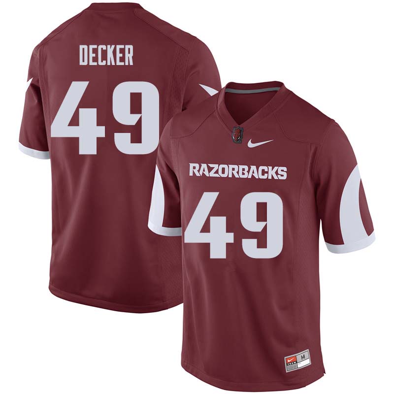 Men #49 Robert Decker Arkansas Razorback College Football Jerseys Sale-Cardinal - Click Image to Close